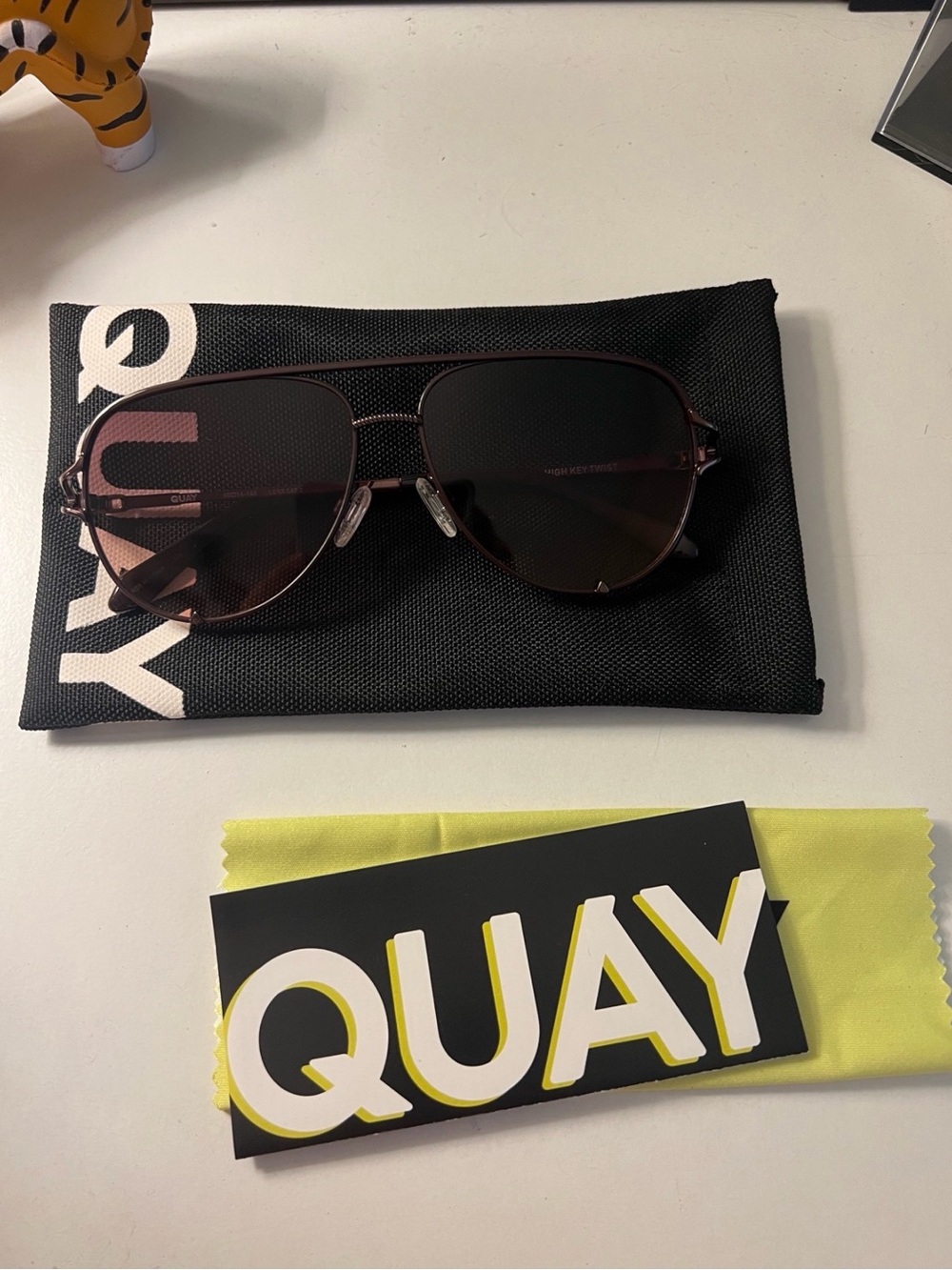 Quay Australia Dark Brown/Tinted Aviator Sunglasses